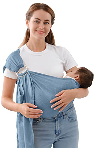 vrbabies Babytragetuch für Neugeborene bis Kleinkinder, verstellbare atmungsaktive Musselin-Doppelring-Sling-Wraps, Sling Holder Carrier Schal, ideales Baby-Geschenk für frischgebackene Eltern