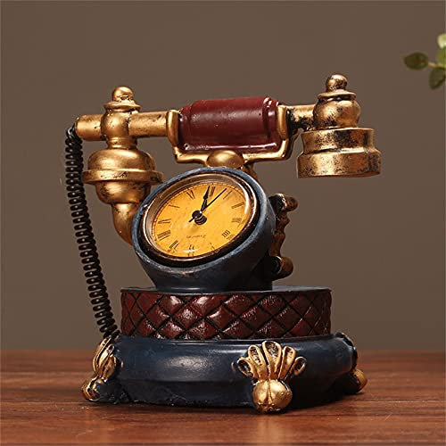 HPTHLY Decorative Telephones Resin Imitation Copper Vintage Style Rotary Retro Old Fashioned Rotary Dial Home and Office Telephone Phone Home Living Room Decor
