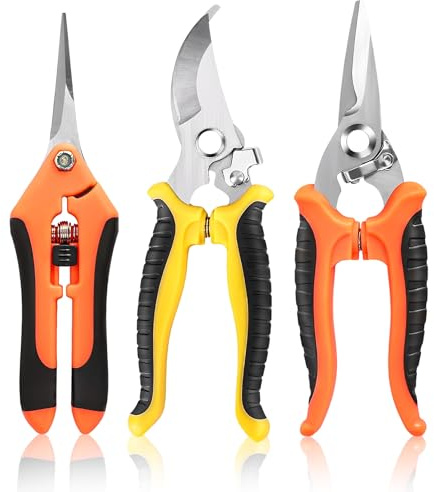 Yeqqzq 3 Pack Garden Pruning Shears, Gardening Shears Garden Scissors Stainless Steel Plant Flower Scissors Clippers