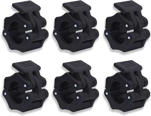 FBBEVWBK 6PCS Barbell Clips, 1 Inch/2.5CM Weight Clips Barbell Clamps, Non-Slip Gym Clips Set, for Workout Weightlifting Fitness Training