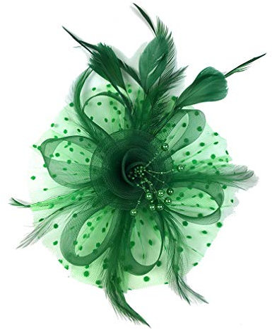 Xiang Ru Stirnbänder Mit Feder Netz Damen Mädchen Fascinators Hut Cocktail Tea Party Headwear Grün