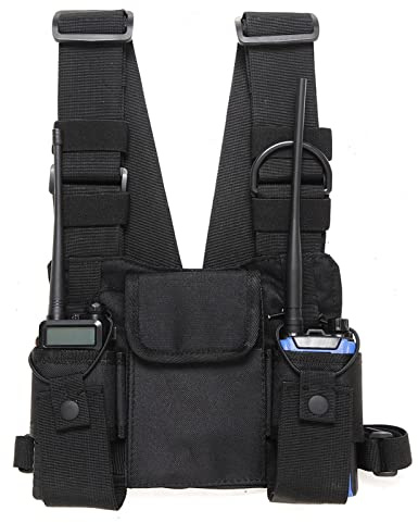 GAESHOW Bolsos de Hombro para el Pecho, Hip Hop, Ropa Urbana, para Hombre, Bolsillos Ajustables, Chaleco y Mochila, Black, Bolsa de Transporte para radios de Dos vías, Mochila con Bolsillo el Pecho