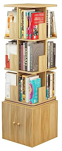 YTGHBIML Bücherturm Freistehend Um 360° drehbares Bücherregal, stehendes Bücherregal aus Holz mit Schränken, mehrere Etagen, Bücherregal für Arbeitsbücher perfekte Darstellung