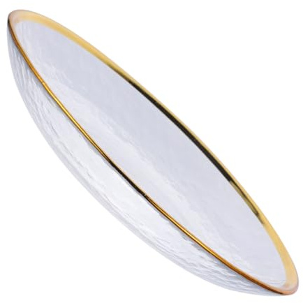 Amosfun Assiette Verre à Bord Doré Plat à Salade Transparent Résistant Chaleur Pour Fruits Desserts Et Présentation Cuisine