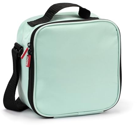 Tatay Bolsa Termica Porta Alimentos Impermeable - Urban Food Casual 3L | 4 Fiambreras: 2x0,5L + 2x0,2L | Triple Capa Aislante | Cuerpo Semirrígido | Bolsillo Interior | 22,5x10x22cm, Verde Menta