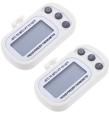 PHENOFICE Termómetro Digital Para Frigorífico 2 Piezas Medidor De Temperatura Ipx3 Blanco Portátil Adecuado Para Hogar y Congelador Diseño Compacto