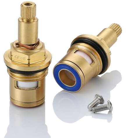 2 Pack Mixer Tap Cartridge 1/4 Turn 20 Spline Brass Replacement Ceramic Tap Valve Cartridge for Kitchen Shower Bathroom Taps
