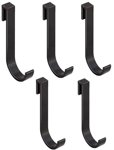 SUSUJIN J Hook for Wire Shelving, 5pcs Aluminum Grid Hooks Heavy Duty S Hooks Hanging for Kitchenware Spoons Pans Pots Utensils Clothes Bags Towers Tools Plants(Black)