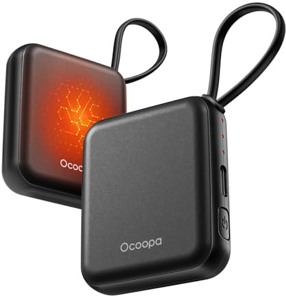 OCOOPA Chauffe Main Rechargeables Lot de 2, Chaufferette Électrique Reutilisable 4000mAh, 3 Niveaux Chauffage, Maximum 52°C, Idee Cadeau Homme, Idéal Noel, Voyage, Outdoor Activités, UT5 Nano