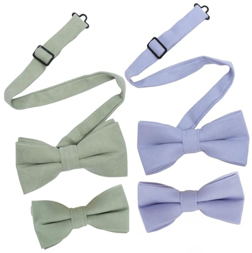 VOSSOT 2 Pezzo Papillon da Uomo Regolabile Con Gancio, Bambino e Neonato - Cravatta Verde per Matrimoni, Feste, Balli, Cerimonie e Festival
