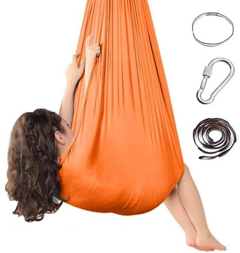 Wizvox 𝐘𝐨𝐠𝐚tuch Swing 200 Kg Max. Tragfähigkeit Mit Beschläge HäNgetuch Geeignet, um lebendiger und fröhlicher zu Machen (280 * 150CM) (Orange)