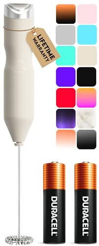 Zulay Kitchen Powerful Frother Wand AA Batteries Included, Ultra Fast Handheld Drink Mixer, Comfort Milk Frother, Stainless Steel Whisker, Frother Handheld for Coffee, Protein & Matcha - Frothmate 2.0