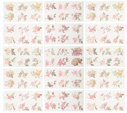 HANABASS Set di 30 Washi Stickers Autoadesivi Design Delicato a Fiori, Adesivi per Scrapbooking e Album, per Notebook e Decorazioni Fai da Te