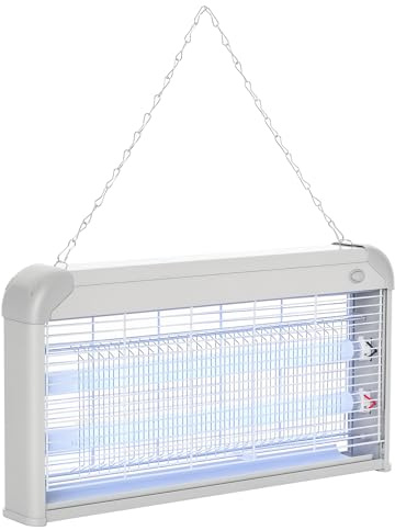 Outsunny Lampe Anti-Moustique, Tueur d'insectes électrique UV 30W, Tue-Mouche électrique, piège à Moustique, Efficace sur Une Surface de 60 m², pour intérieur et extérieur, Gris