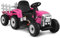 COSTWAY 12V 3-Gang Traktor mit abnehmbarem Anhänger und 2,4G Fernbedienung, Kinder Aufsitztraktor mit LED Lichtern, Musik, Hupe & USB Funktionen, geeignet für Kinder ab 3 Jahren (Rosa)
