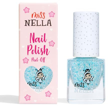 Miss Nella Once Upon A Time abziehbarer Nagellack speziell für Kinder, rosa Glitzer, Peel-Off-Formel, ungiftig, wasserbasiert und geruchsneutral