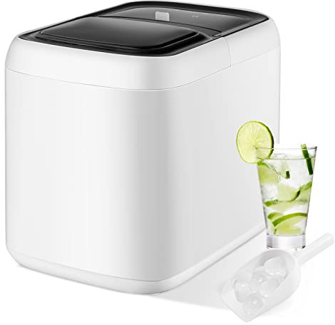 RELAX4LIFE Eiswürfelmaschine, Eiswürfelbereiter mit 2L Wassertank & 2 Würfelgrößen, 15 kg pro Tag, 9 in 6-8 Min, Ice Maker mit Eisschaufel & Korb, Selbstreinigungsfunktion, für Zuhause & Bar (Weiß)