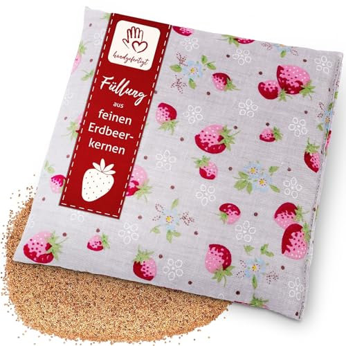 navango® Wärmekissen mit feinen Erdbeerkernen I Ideal für Kleinkinder I Besonders Sanft I Handschmeichler I Körnerkissen mit Erdbeerkernfüllung I ca. 15x15cm I OEKO-Tex Baumwolle I Baby Geschenk
