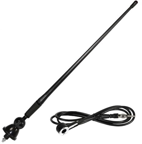 HEYNER® Dachantenne 20 cm kurz für klaren Radioempfang in Ihrem Fahrzeug | Bruchsicherer Gummi-Antennenstab mit 40 cm Länge, Witterungsbeständiges Koaxialkabel von 130 cm, Für UKW / MW Frequenzen
