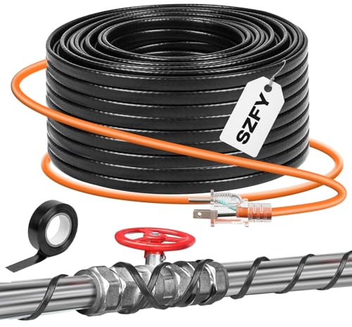 3FT~160FT Heat Tape for Water Pipes, -40°F Deicing Heat Tape,Thermostat Wire,Heating Cable Pipe Heating Cable,Heat Tape with Thermostat,Gutter Heat Cable,Heated Water Hose, 120V 8W/ft (50FT)
