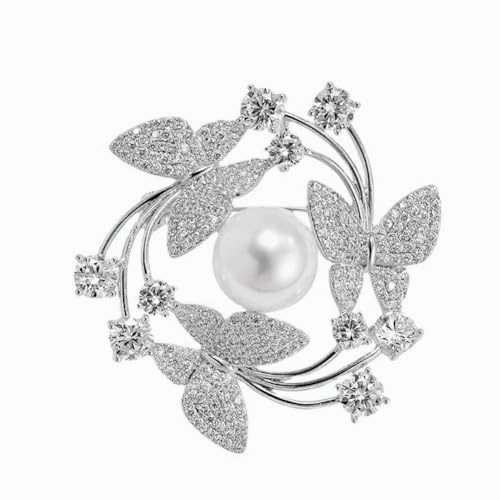 Clataly Schmetterling Kranz Brosche Anti Glare Pearl Pins Crystal Covered Schals Schal Clip Broschen