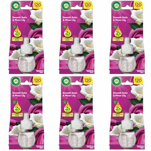 Air Wick Seide & Lilienfrische - Velvet Satin und Night Lily - Nachfüllpack für elektrische Lufterfrischer 6x19ml