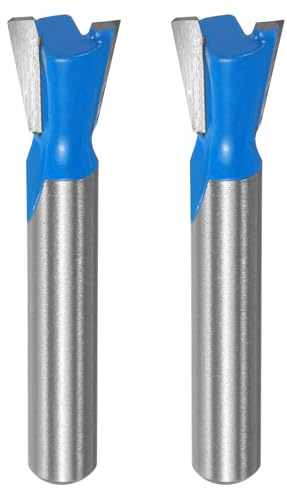 QUARKZMAN 2pcs Fraise à queue d'aronde 3/8 de diamètre 1/4 Tige Carbure de tungstène 14 degrés Fraise à queue d'aronde pour tiroirs et armoires Menuiserie fine