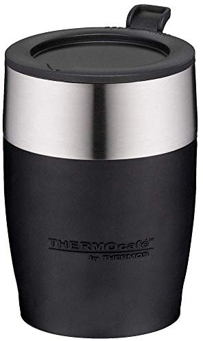 ThermoCafé by Thermos 105102 Desk Mug, Stainless Steel/Plastic, Soft Touch Black, 14 x 9 x 12 cm, 1 Count (Pack of 1)
