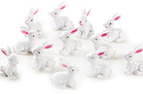 Decorazioni pasquali con coniglietti, Set da 12: Piccole figure di coniglietti in resina per decorazioni pasquali, per il tavolo e la composizione di Pasqua, mini ornamenti pasquali, 3 cm