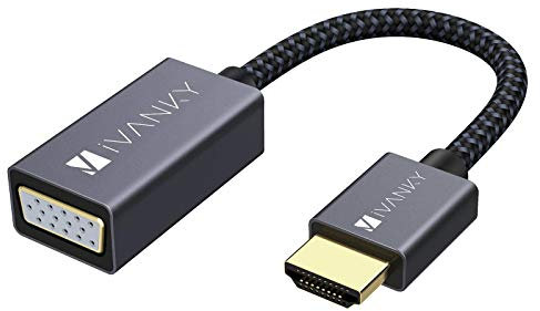 IVANKY HDMI to VGA Adapter, 1080P Nylon-Braided & 24K Gold-Plated, HDMI to VGA Converter, Compatible for Laptop, PC, Monitor, Projector, HDTV, Xbox and more