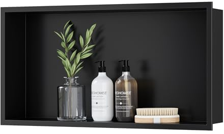 Neodrain Étagère de douche murale en acier inoxydable pour salle de bain 60 x 30 cm, noir