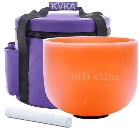 KVKA 432 Hz 25 cm kristallsjungande skål ljudskålar chakra för yoga ljud läkande (orange, D-notering)