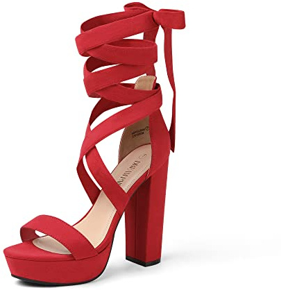 DREAM PAIRS High Chunky Block Platform Heels for Womens Strappy Gladiator Sexy Open Toe Dressy Sandal SDHS2205W Red 8