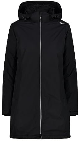 CMP, COAT ZIP HOOD, 32Z1406, Basic Black, D48, Woman