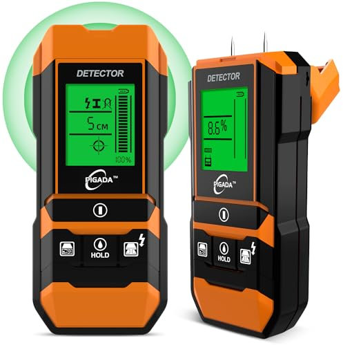 Detector de Pared, PIGADA ZK01 Escáner de Paredes y Medidor de Humedad 2 en 1, 6 Modi Stud Finder, Detector Digital de Paredes para Madera, Metal y Líneas Eléctricas, Detector Cables y Tuberias
