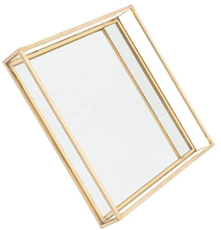 PRETYZOOM Glastablett Mit Goldrand Dekorative Tabletts Für Wohnkultur Display-schmuckschale Spiegelablage Schmucktablett Parfüm-display Kerzentablett Ablagefach Schminktisch Make-up-palette