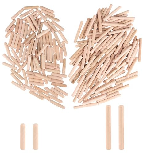 200 Pcs Wooden Dowels, 6mm X 30mm Grooved Wood Dowels 6mm X 50mm Fluted Dowel Rods, Solid Hard Wood Dried Fluted Beveled Dowel Pins, Hardwood Wood Plugs for Furniture Woodwork