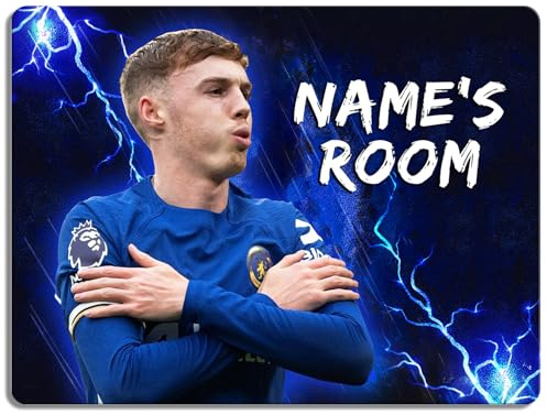 Personalised Palmer Bedroom Door Sign Football Legend Room Name Plaque Children's Boys Chelsea Football Player Kids Birthday Gift NLD83
