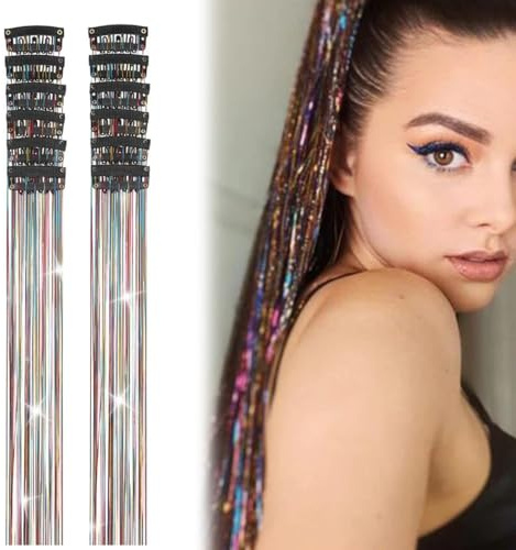 XPEX Extension per capelli colorate, ciocche di capelli colorate, capelli colorati da 50 cm con cordino elastico, adatte per feste, compleanni, sport e cosplay fotografici