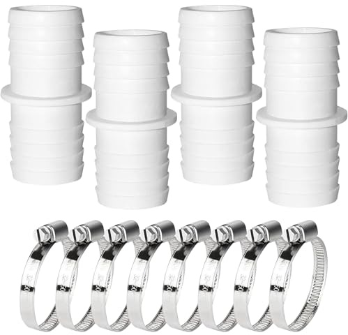 Spetsbst 4 stycken poolslangkontakter 38 mm till 38 mm poolslanganslutning, poolslangadapter med 4 slangklämmor i rostfritt stål