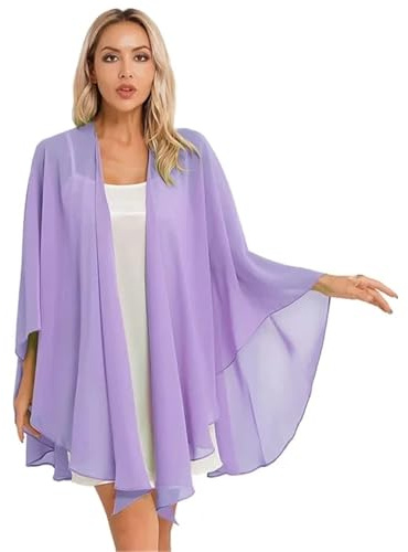 XLyrriun Gasa Mujer Mujer Capas Ligeras Chaqueta Noche Boda envolturas Nupciales Accesorios Chal Vestido Cubrir para Bodas, Bailes(Light Purple)