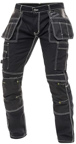 Juicy Trendz Cordura arbetsbyxor för män lastförstärkning tunga byxor med verktyg fickverktyg arbetsbyxor, Svart, 36W x 32L