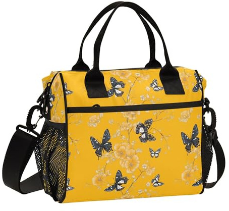 Caihoyu Lonchera térmica para exteriores con correa para el hombro, S Aesthetic Hylobatidae amarillo