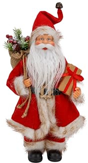Cosy Home Figura de Papá Noel de poliéster, Color Rojo, 20 x 13 x 31 cm
