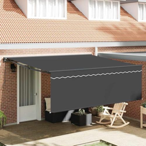 Mokuyary Tenda da sole retrattile antracite, 400 x 300 cm, tenda da sole per balcone, terrazza, giardino, veranda