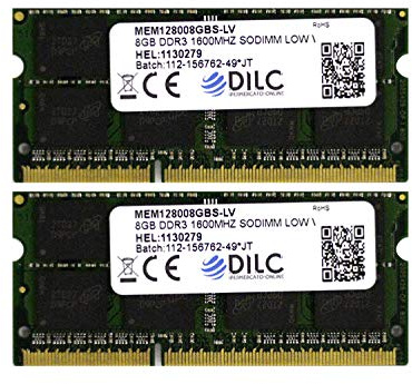 DILC, DDR3 SODIMM RAM 8 GB, 2 RAM-minnen för bärbar dator, PC3-12800, 1600MHz (204 stift), 1,35 v (Low Voltage), kompatibel med bärbara datorer/bärbara datorer eller Mini Pc med SODIMM-kortplats, garanterad livstid, 2 stycken