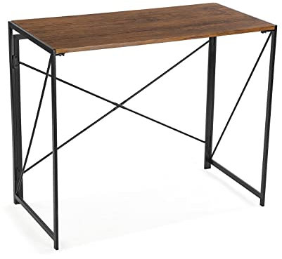 Versa Jack Escritorio Plegable para el Ordenador, Mesa para la Habitación o Estudio. Mesa Gaming, Medidas (Al x L x An) 74 x 45 x 90 cm, Madera y Metal, Color Marrón