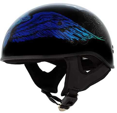 Hot Leathers Advanced DOT Half Helmet Skull Cap - Lightweight Composite Shell Beanie - Open Face Vent
