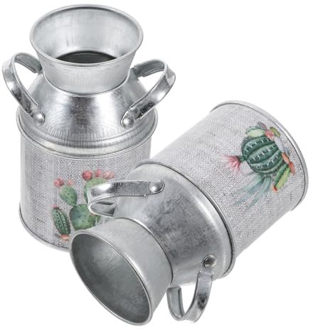 HOLIDYOYO Vaso Rustico in Ferro Vintage a Forma di Brocca 2 Maniglie Laterali, Set da 2 Pezzi per Decorazione Tavolo e Ambiente Evento