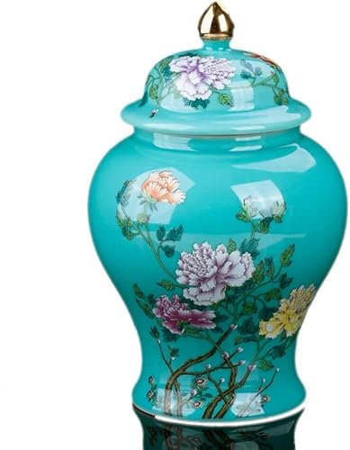 Boîte de céramique, boîte de gingembre Pot en céramique, Vintage CeramicJar - Vases Pot en céramique Pot à thé émaillé chinois avec couvercle Pot en forme de casque Pot de collation Boîte de rangement